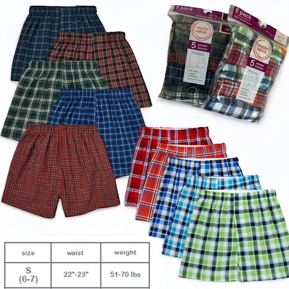 New Boys Woven Boxers 10 Pairs Plaid New with tags size small 6/7 - Picture 6 of 8